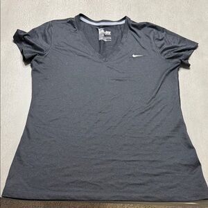 Nike Women's Charcoal V-Neck Dri-FIT Tee